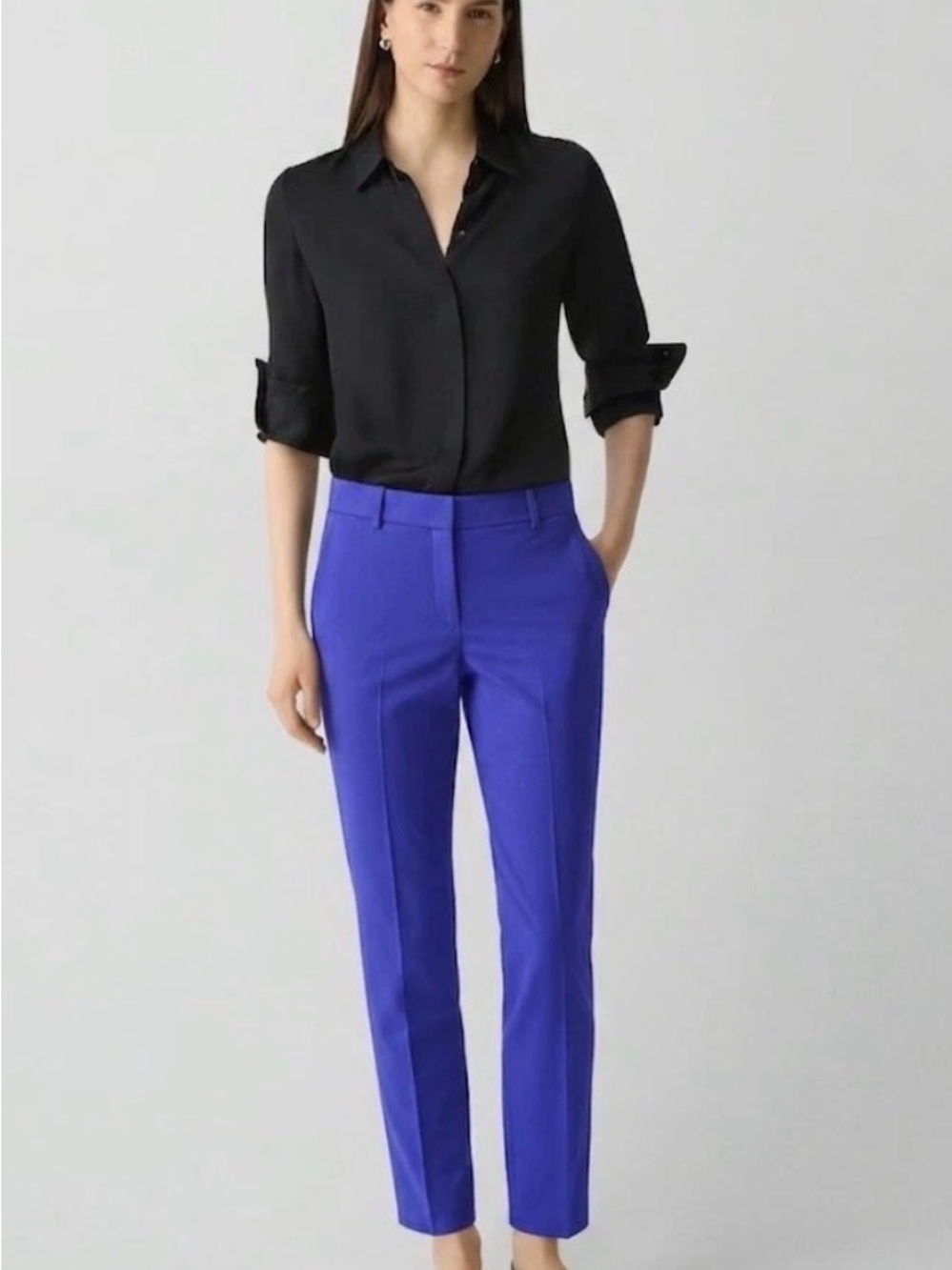 Theory Treeca 2 cropped wool-blend slim-leg pants Sz 6